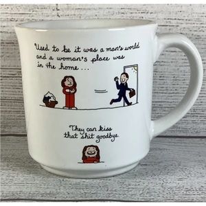 Vintage Man's World Woman's Place Kiss That Goodbye Mug Made in Japan